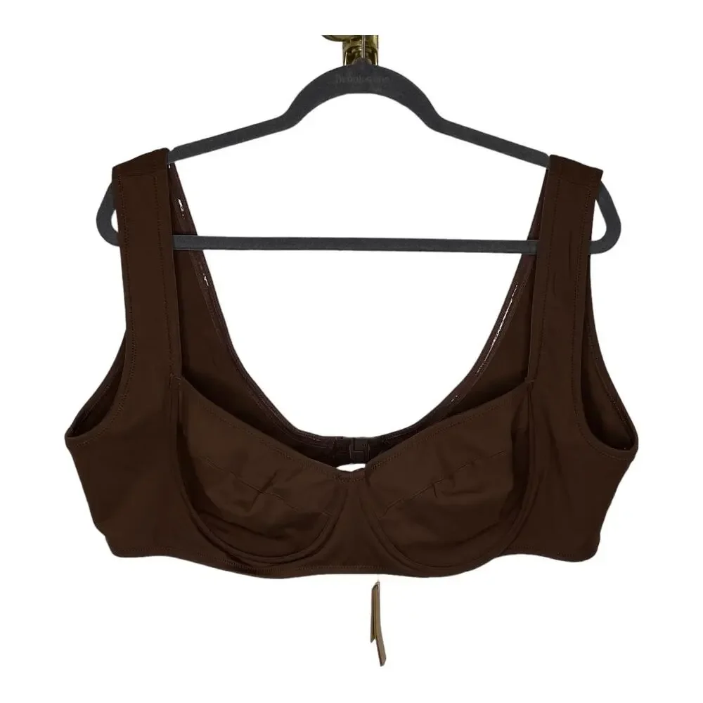 NWT Skims Plunge Longline Swimwear Bralette Jasper Brown Size 4X